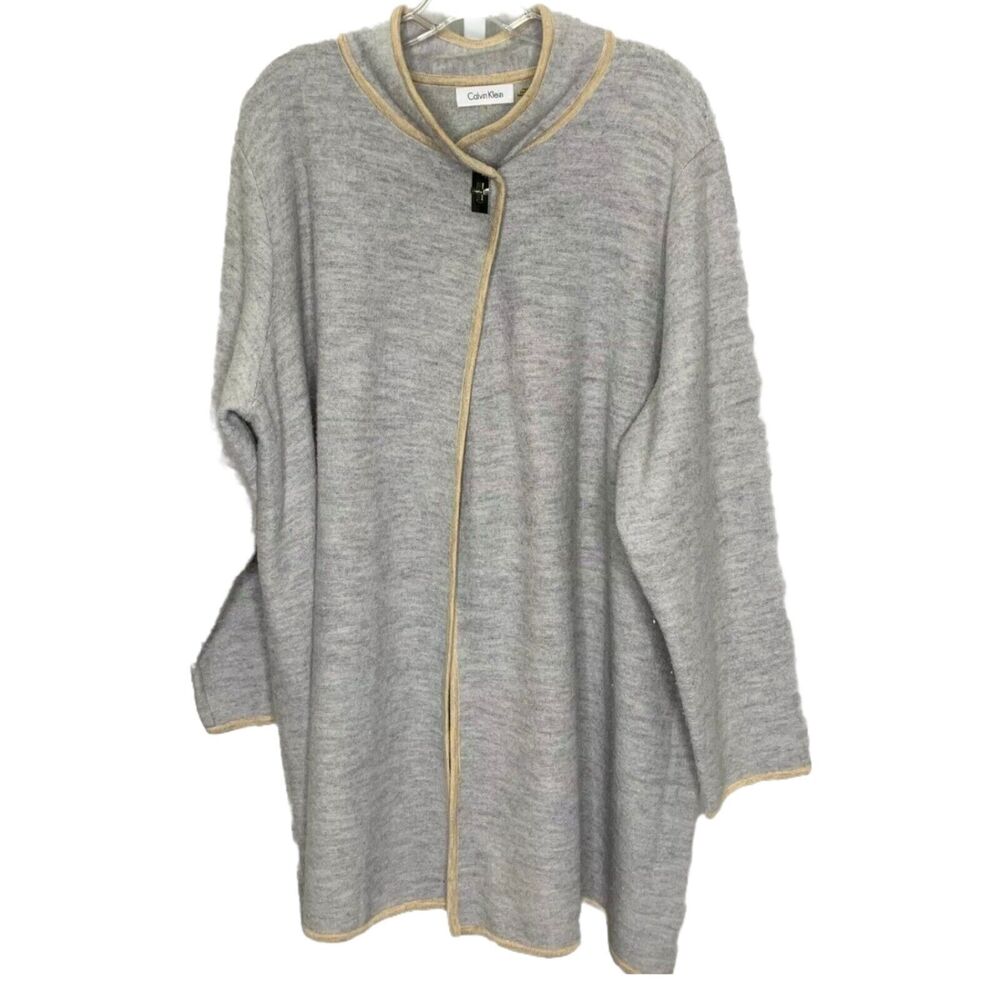 Calvin Klein Women's Cape Jacket Poncho Wool Gray Ash Cream Size 1X